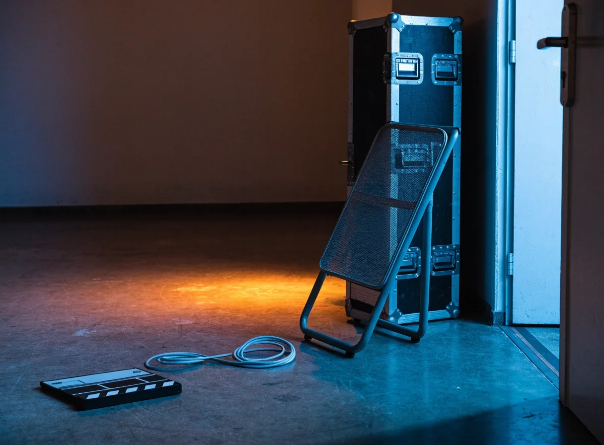 Leeg presentatiedesk in de studio van een consumentenprogramma